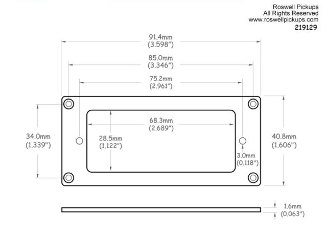 Mini Humbucker Routing Dimensions Flat Metal Mini Humbucker Mounting Ring / MTM91 – Roswell Pickups